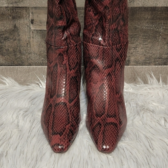 New Sam Edelman Samira Leather Boots in Plum Multi Snake Print | Size 5 - Picture 9 of 11